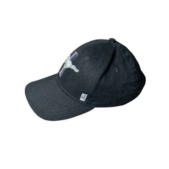 VTG Y2K Ford Mustang Racing Pony Black Baseball Cap Red White Blue Stripes RARE - Picture 3 of 10